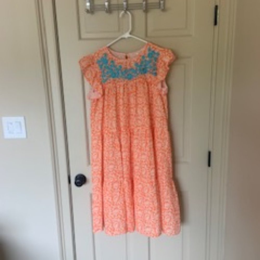 Orange and blue dress